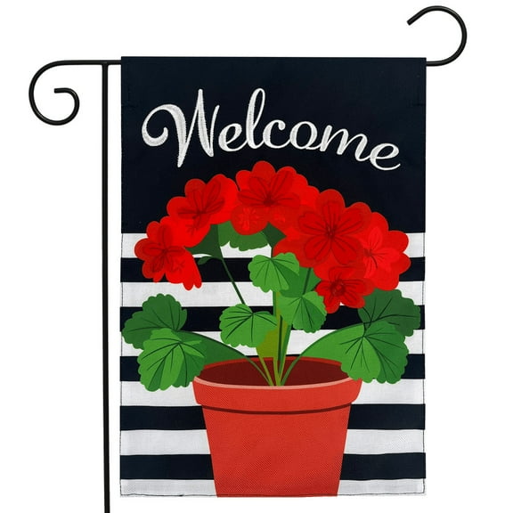 Briarwood Lane Potted Red Geraniums Burlap Garden Flag