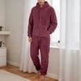 thumbnail image 1 of Timegard Mens Rompers Plus Size Winter Drawstring Hoodies Homewear Zip up Warm Comfy Jumpsuit with Pockets, 1 of 6