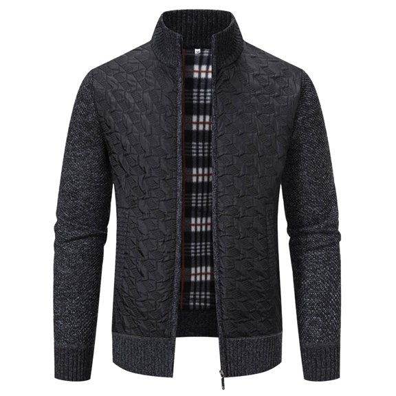 Dpytoraw Mens Autumn And Winter Fashion Casual Knitted Standing Neck Long Sleeve Sweater Coat