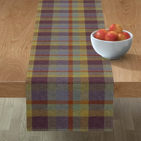 

Cotton Sateen Table Runner 72 - Autumn Colors Nature Plaid Rustic Woodland Purple Lilac Print Custom Table Linens by Spoonflower