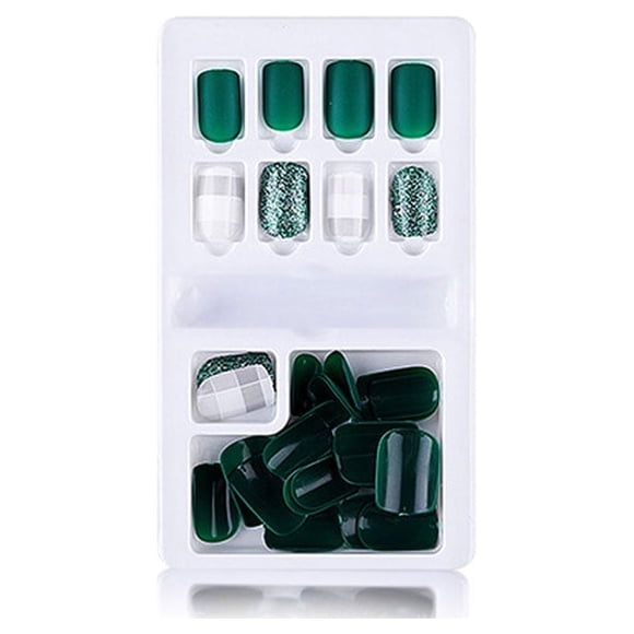 Qarigey 1 Juego de pegamento en las uñas de longitud media para los dedos del pie Prensa en el palo Color sólido Cubierta completa Envolturas Juegos de manicura Tipo7 F635