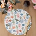 thumbnail image 3 of Ocean Marine Creature Round 15 Inch Placemats Set of 4, Watercolor Sea Turtle Starfish Coral HeatResistant Non Slip Place Mats for Dining Table, Wipeable Braided Kitchen Table Mats for Housewarming, 3 of 8
