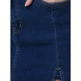 thumbnail image 5 of INSPIRE CHIC Women's Side Slit High Waisted A-Line Mini Denim Skirts S Dark Blue, 5 of 6