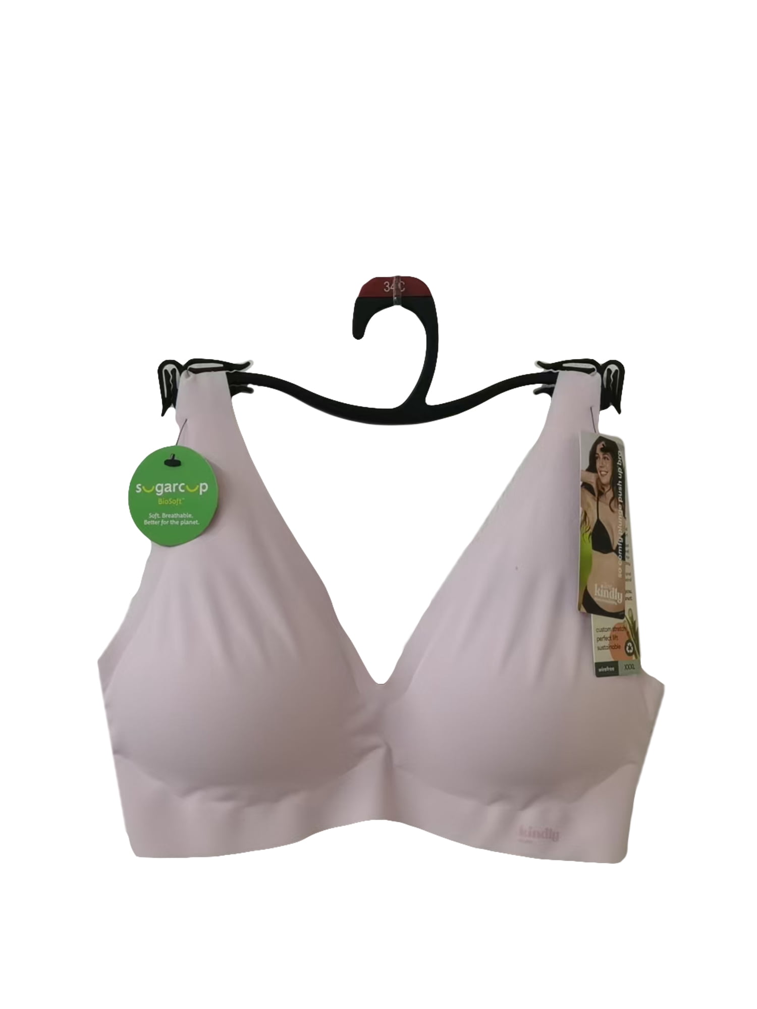 Kindly Yours Women’s So Comfy Micro Wire Free Bonded Push Up Plunge Bra, Sizes S-XXXL