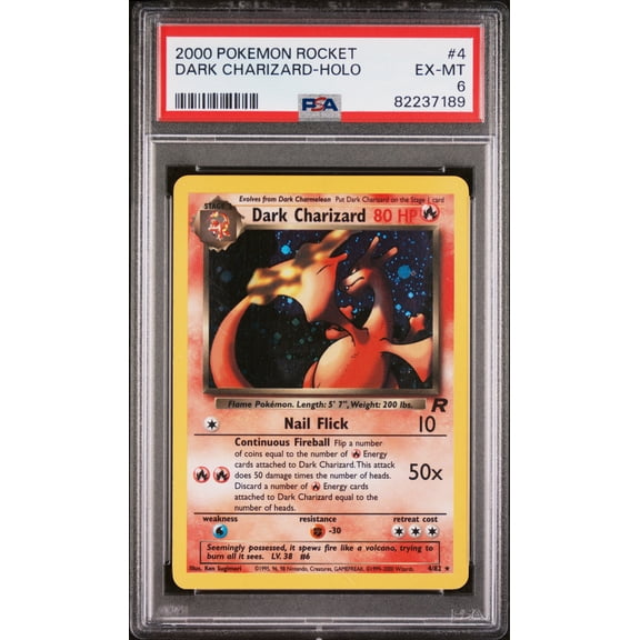 Collectible 2000 Pokemon Team Rocket Holo Dark Charizard #4 PSA 6