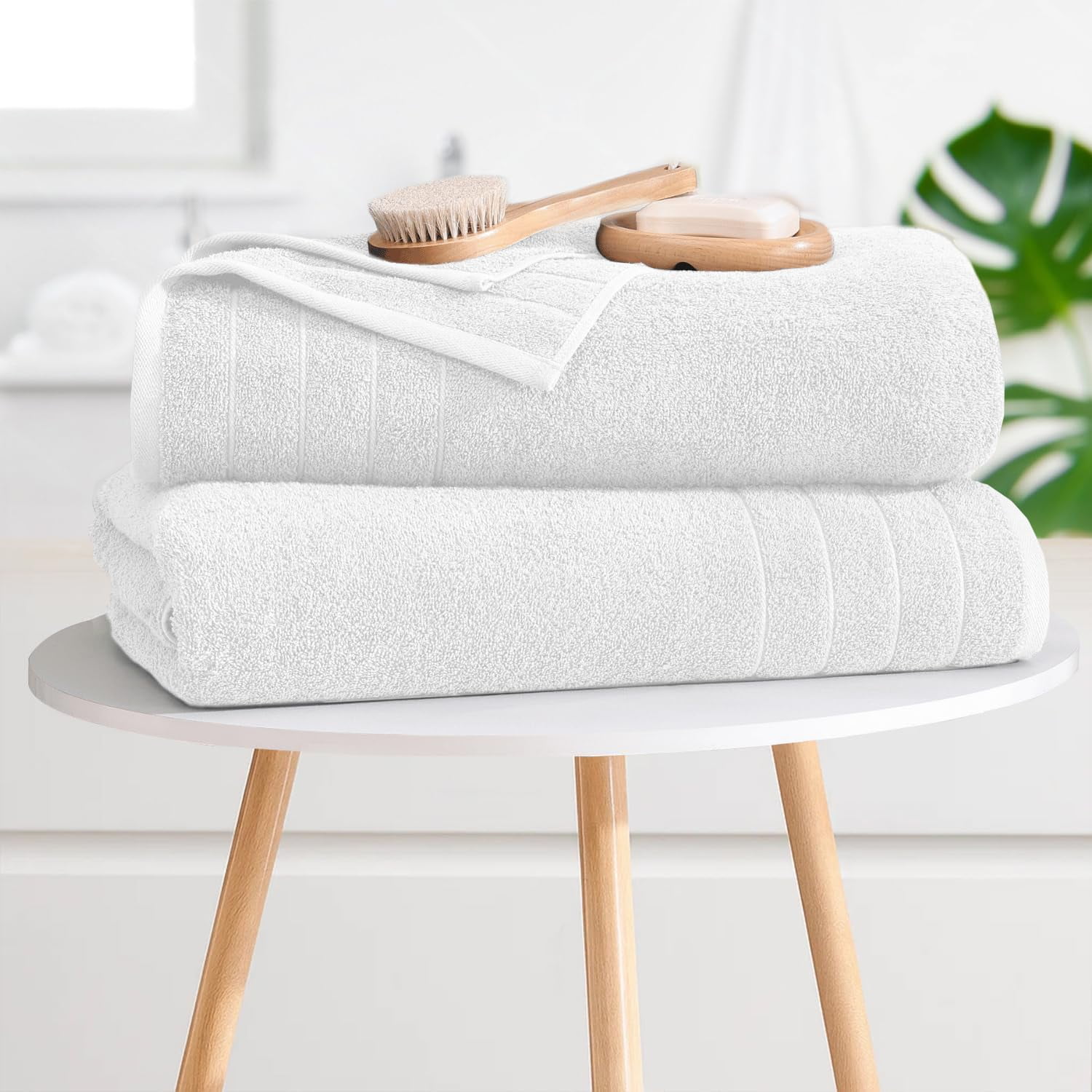 Dan River Bath Towel 30x60 pack of 4 Ultra Soft Quick Drying Large Cotton Towel - White
