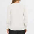 thumbnail image 6 of Women's Casual V-Neck Sweater Base Layer Knitted Long Sleeve Solid Color Top for Fall Winter Versatile Basics,White,XL, 6 of 7