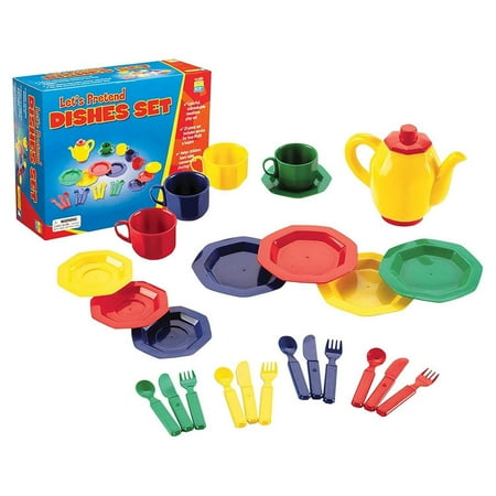 UPC: 0086002018977 | Educational Insights Dishes Set Pretend Play Kitchen Set of 25 Dishes Preschool Toy for Kids Girls & Boys Ages 3+
