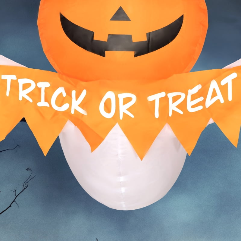 Alvantor Halloween Decoration Inflatable Window Ghost with LED Lights 27.6"x23.6"x41.3" White/Orange