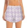 thumbnail image 2 of Goofa Floral Purple Buffalo Plaid Printed Women 2 in 1 Running Shorts,Quick Dry Athletic Workout Shorts,High Waisted Athletic Shorts with Liner Pockets-X-Large, 2 of 9