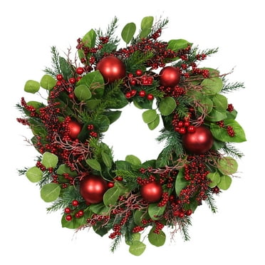Jeco Inc. 26" Eucalyptus Christmas Wreath with Berries in Multi-Color
