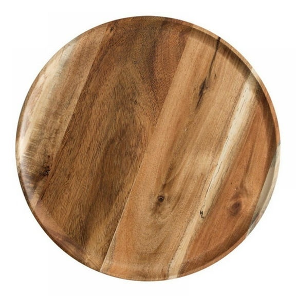 Natural Round Wooden Plates Wood Tray Cake Snack Plate Dessert Serving Tray Dishes Wood Utensils Tableware Gifts