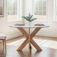 thumbnail image 5 of Linon Hale X Base Wood Dining Table With Glass in Natural Brown, 5 of 8