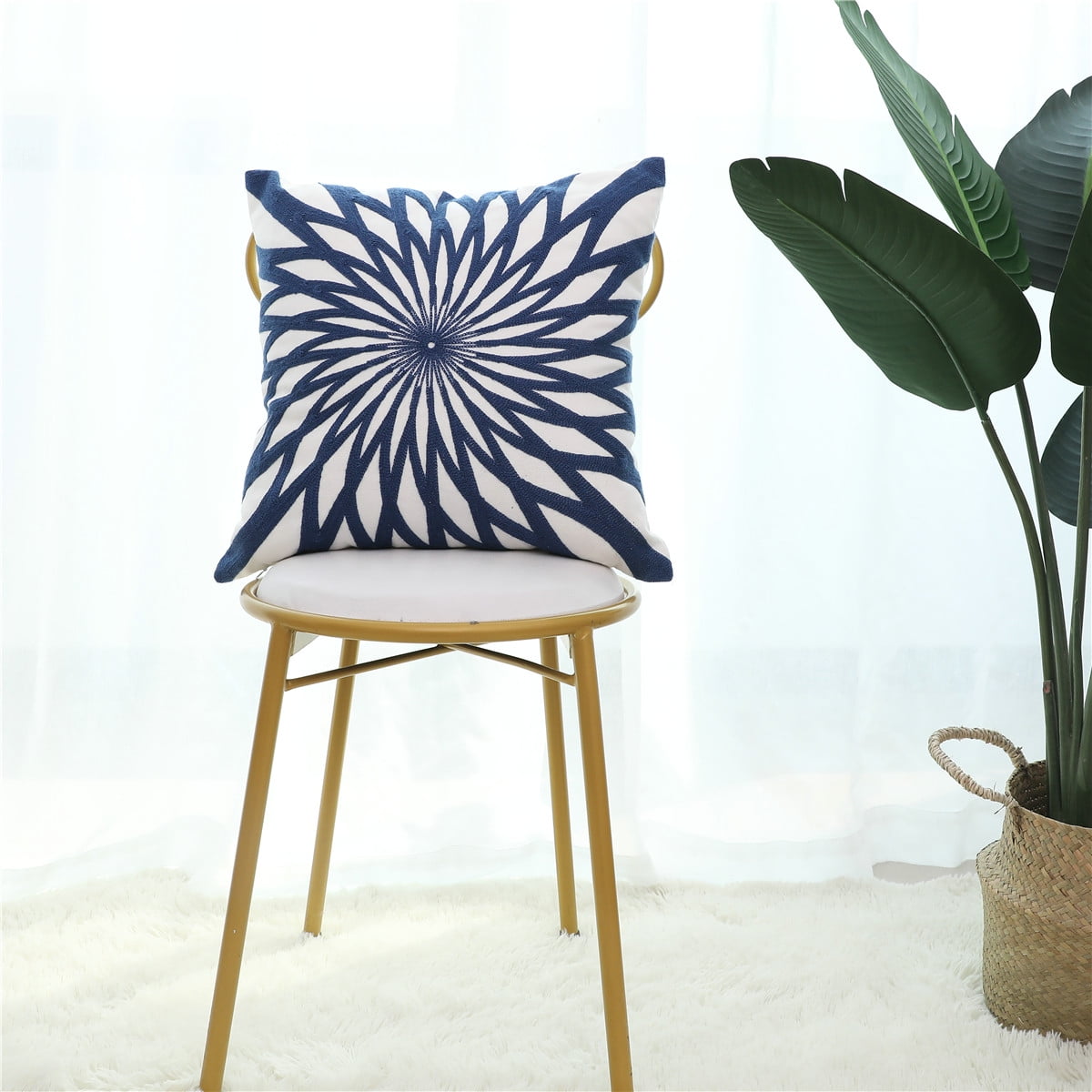 Bedding Soft Decorative Square Cushion Covers 100 Cotton Throw Pillow Cases Sofa Bedroom Car Pillow Covers 18 X18 Blue Walmart Com Walmart Com