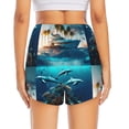 thumbnail image 2 of Lsque Hawaiian Ship Dolphin Printed Women's Running Shorts with Liner Pockets,Elastic Quick Dry Workout Athletic Gym Yoga Shorts,Womens High Waist Shorts-X-Large, 2 of 9