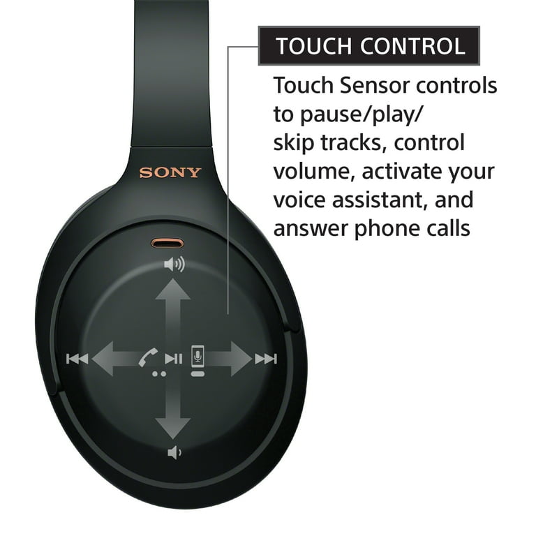 WH-1000XM4 Assistant Headphones Noise Black Sony Canceling Wireless Over-the-Ear with - Google