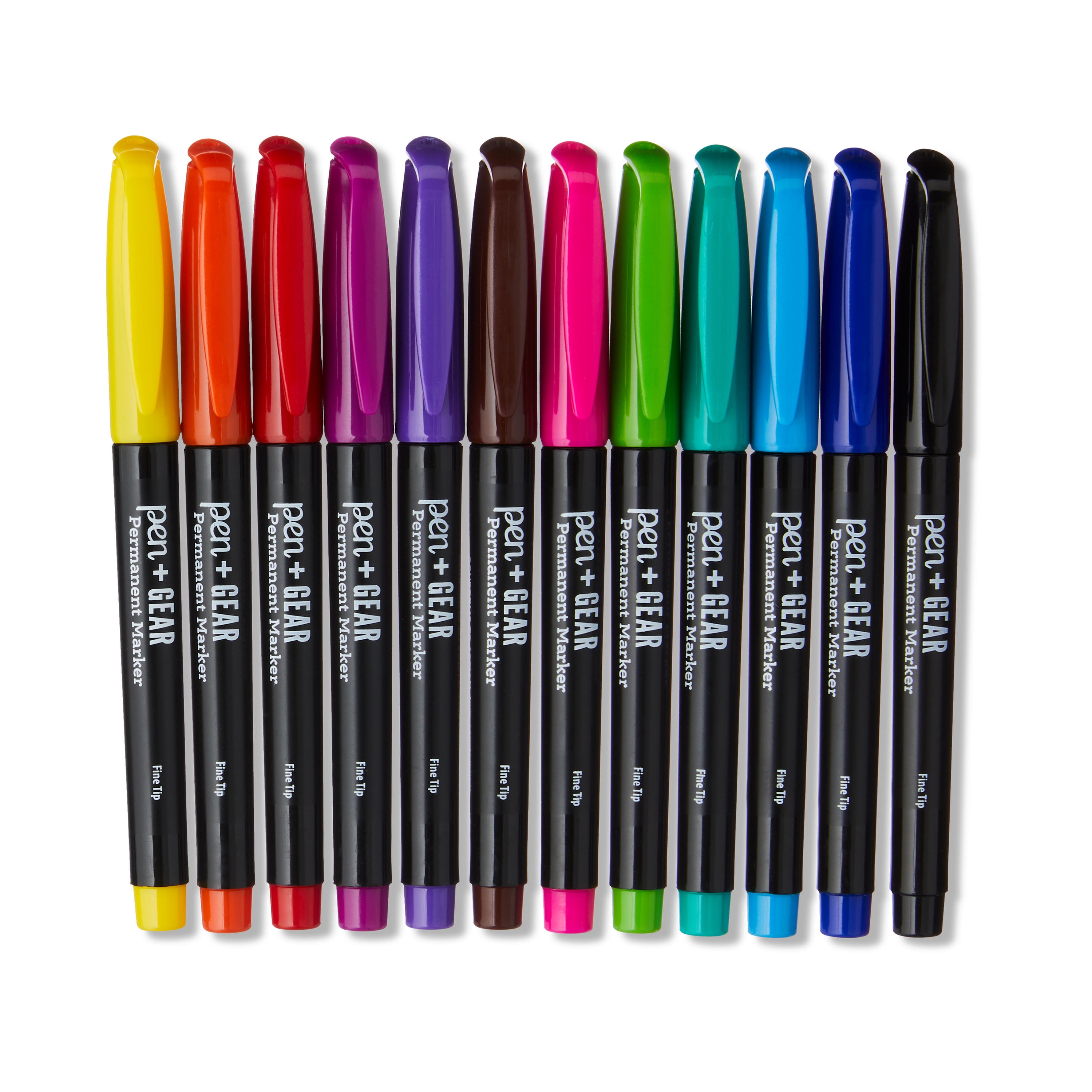Pen+Gear Permanent Markers, Fine Tip, Assorted Colors, 12 Count
