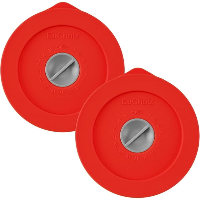 Shiyou-couvercles de Remplacement pour Pyrex 7202-PC 1 Tasse, Couvercle de Rangement Rond en Silicone pour Anchor Hocking Bol en Verre 2 Pack avec Marque de Date Rouge