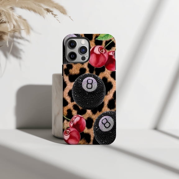 Leopard Y2K Cherries Collage Retro Aesthetic Case for iPhone 17 11 12 13 14 15 16 Pro Max