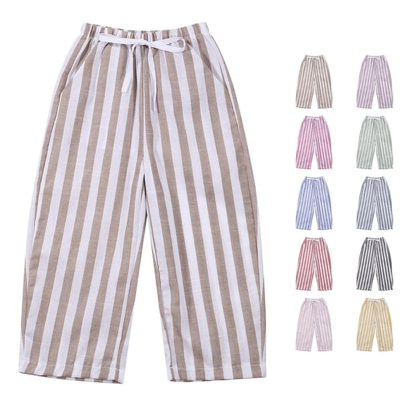 Yuhangmm Boys' Pants, Kids Baby Girl Striped Pants Daily Elastic Waist Pants Clothes 5t Khaki 0-3 Months