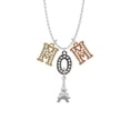 thumbnail image 2 of Delight Jewelry Silvertone 3-D Eiffel Tower Multi-Colored Crystal Mom Charm Necklace, 2 of 5