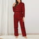 thumbnail image 2 of Balery Red Black Houndstooth Conjunto de Pijama con Estampado para Mujer, Conjunto de Dos Piezas con Manga Larga, Ropa de Dormir Suave con Bolsillos, Pijamas Cómodos-Medium, 2 of 7