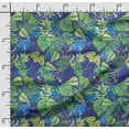 thumbnail image 2 of Soimoi Leaves Printed,Cuddle Minky Fabric, Sewing Fabric by The Yard 56 Inch Wide,Decorative Plush Soft Fabric, Baby Garments, Toys and Blankets, Blue, 2 of 5