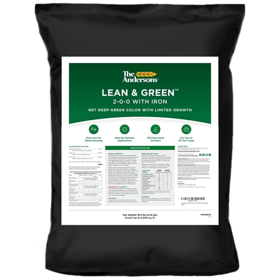 The Andersons Professional Lean & Green Fertilizer 2-0-0 with Iron - Covers up to 5,000 Sqft (18lb. Bag)