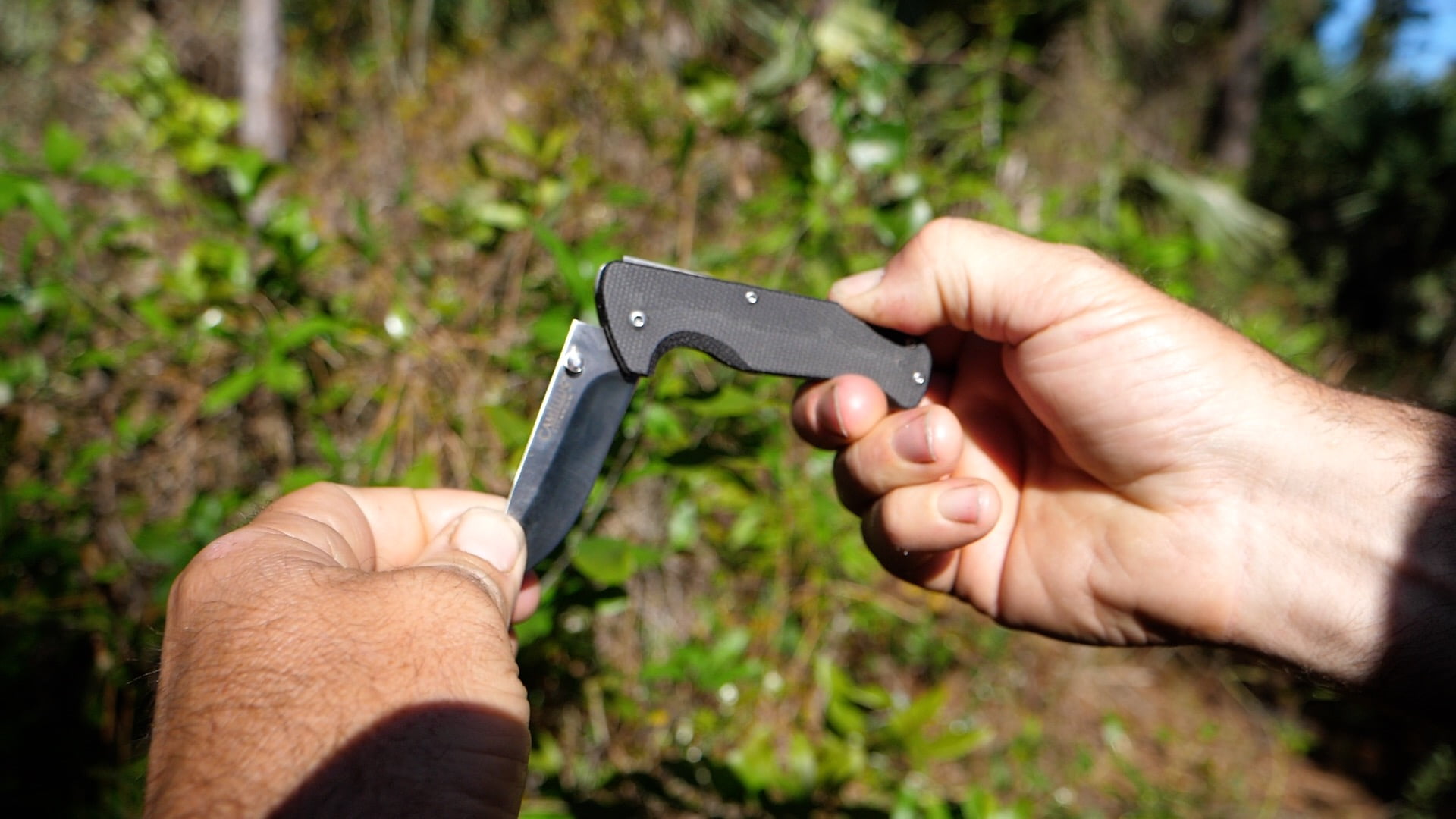 Camillus Bushcrafter 6.75" Mini Folding Pocket Hunting Knife, Stainless Steel Drop-Point 2.75" Blade, Micarta Handle, with Pocket Clip, Black