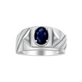 thumbnail image 1 of RYLOS Men's Rings Sterling Silver Rings Classic Designer Style 8X6MM Oval Gemstone & Diamond Ring Sapphire Birthstone Rings For Men Size 12, 1 of 6