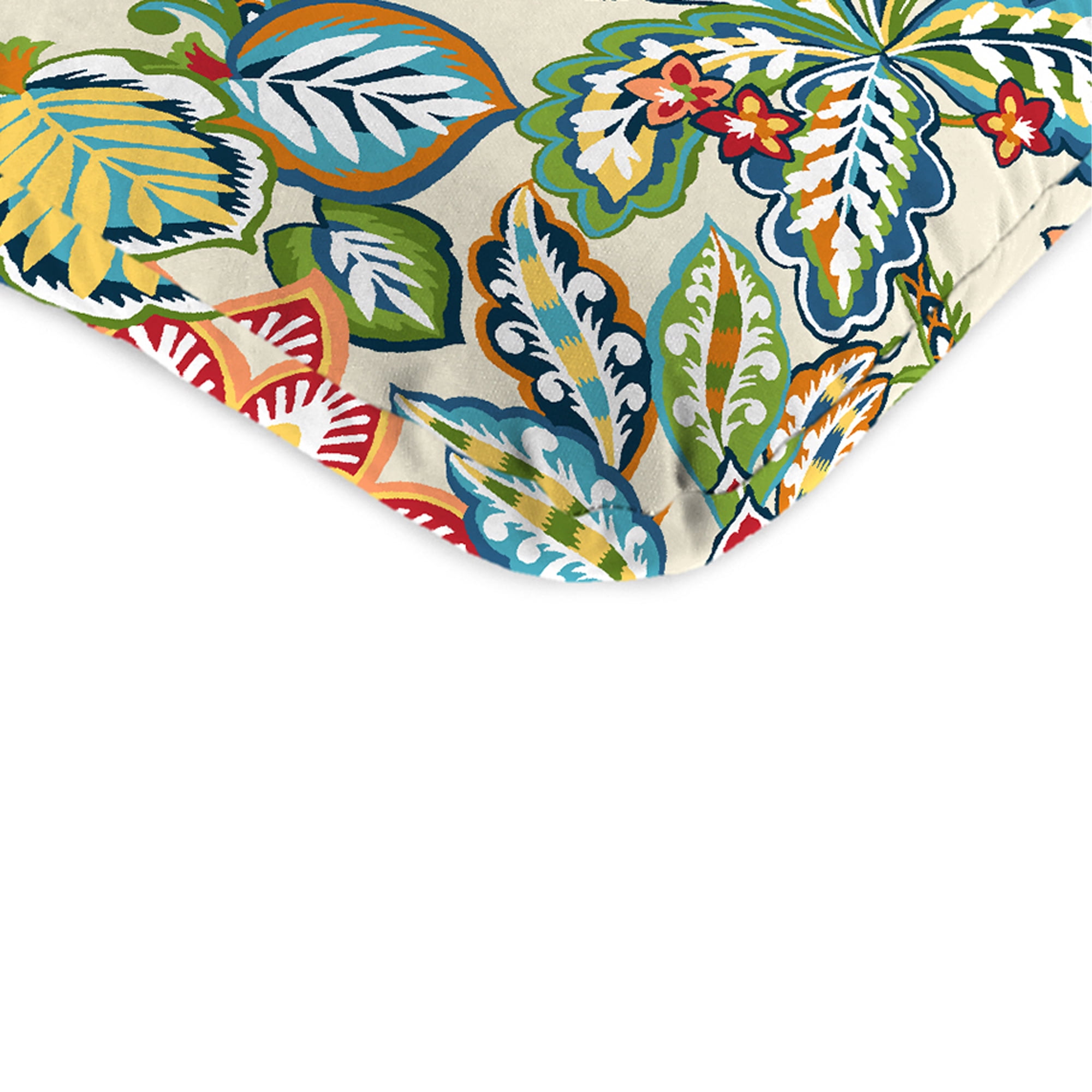 Jordan Manufacturing 45" x 22" Copeland Fiesta Multicolor Floral Rectangular Outdoor Chair Cushion with Ties and Hanger Loop