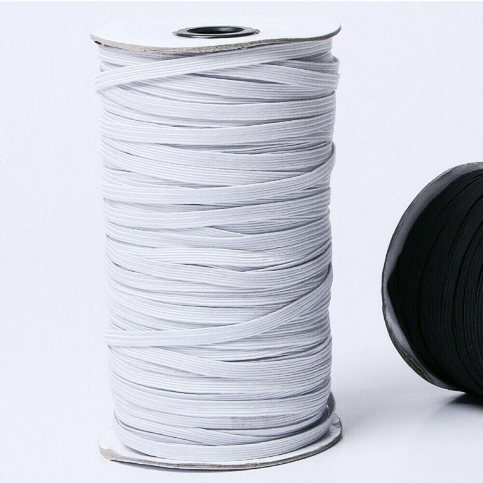 Braided Elastic Band 120 Yards 1/4 Inch Width White Elastic String Cord,  Heavy Stretch High Elasticity Knit Elastic Band for Sewing Crafts DIY,  Bedspread, Cuff Ear,Band Loop 