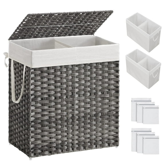 Cesto de ropa SONGMICS 110 L con tapa y 2 bolsas forradas, color gris ULCB52WG