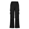 thumbnail image 4 of Diufon Cargo Pants for Women Elastic Waist Lounge Pants Baggy Straight Pants with Pockets, 4 of 7