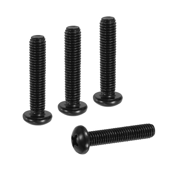 Uxcell #10-32 x 1" Pan Head Machine Screws, 50 Pcs 304 Stainless Steel Screws for Cabinet Drawer Knob Pull, Black Oxidation
