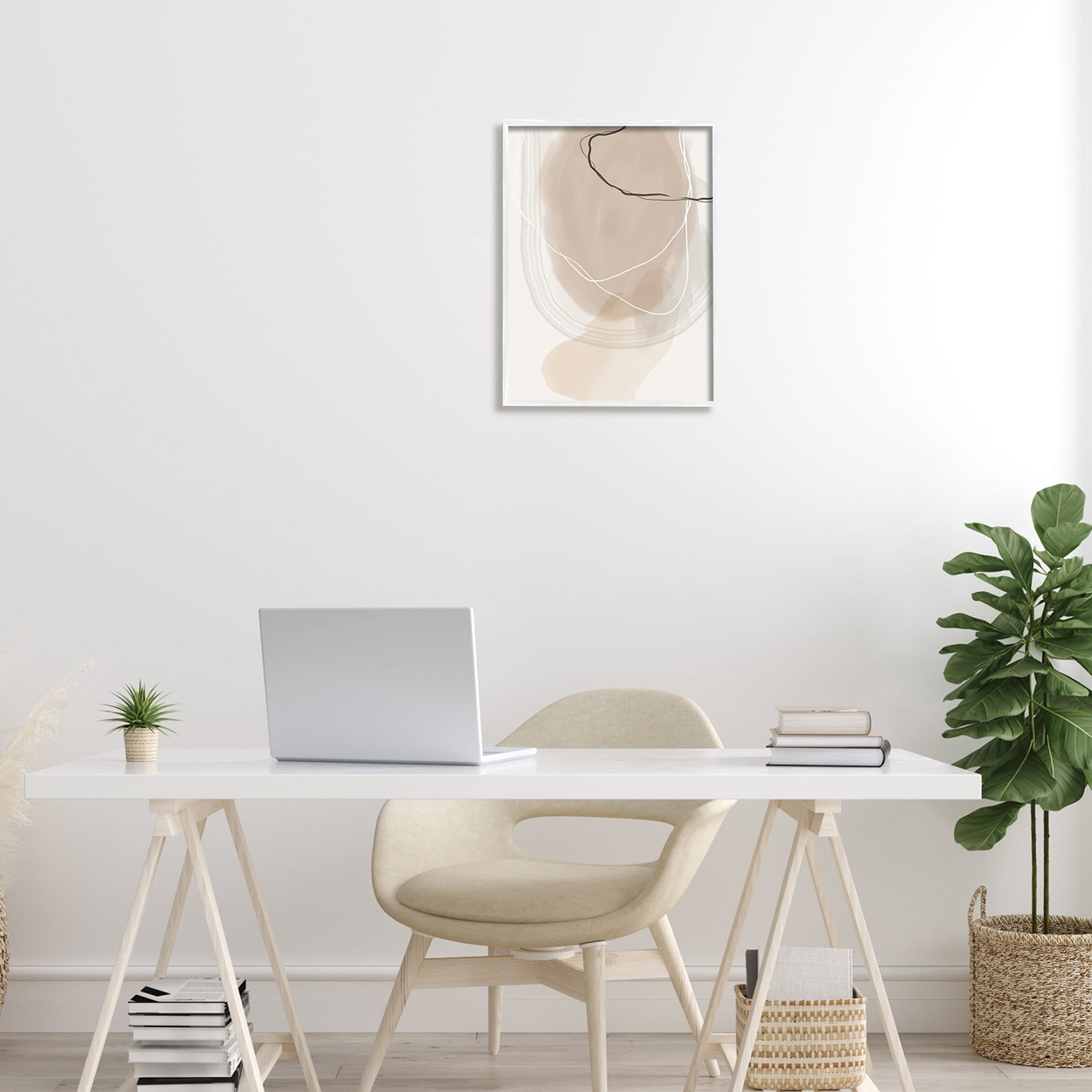 Stupell Industries Contemporary Modern Abstract Brown And Tan Visual Design Graphic Art White Framed Art Print Wall Art, 16x20, by Urban Epiphany