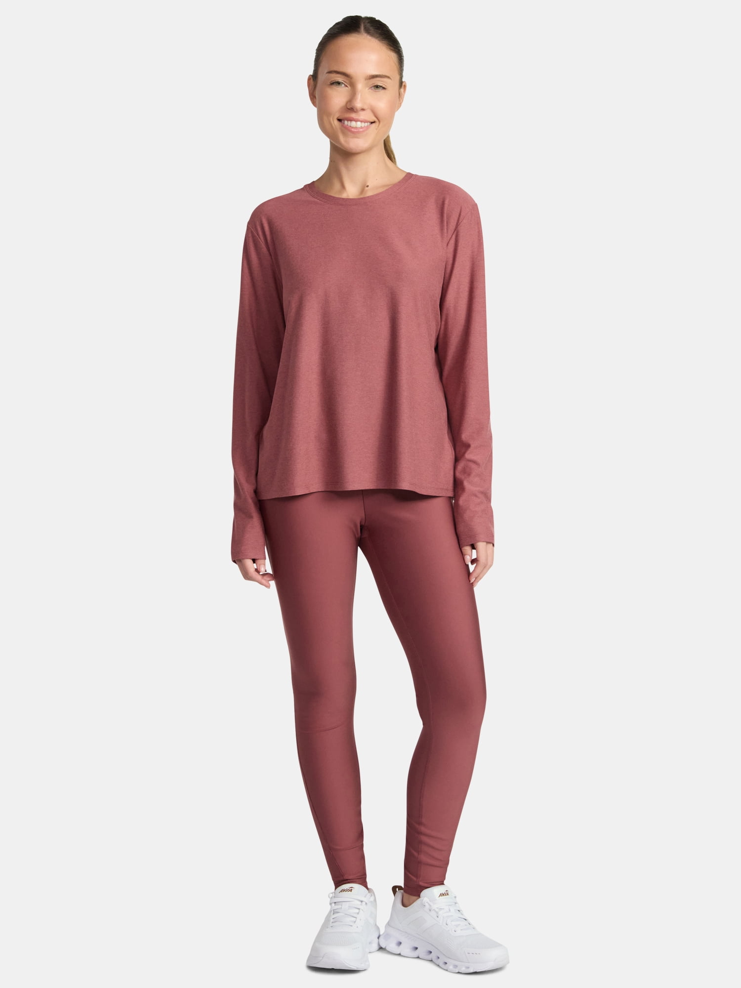 Athletic Works Women's and Women's ButterCore Tee with Long Sleeves, Sizes XS-4X