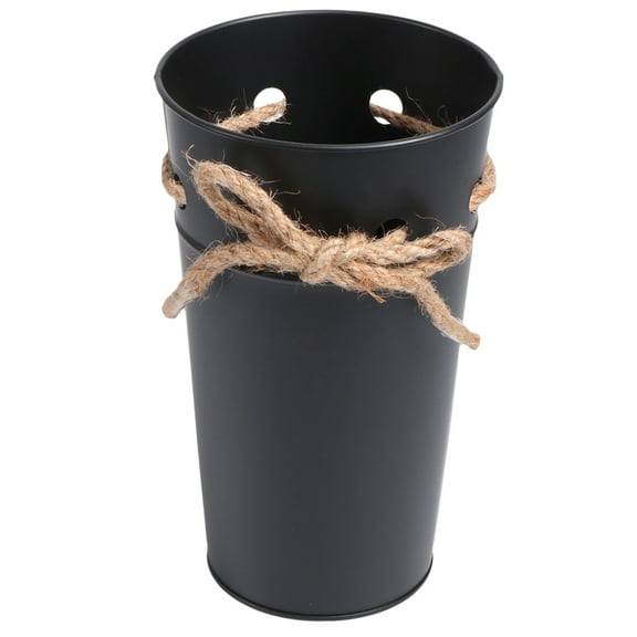 BESTYASH Black Vintage Style Iron Bucket for Gardening Storage and Practical Plant Pot Use