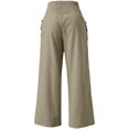 thumbnail image 5 of Wide Leg Linen Pants Women Summer High Waisted Boho Beach Flowy Pant Casual Vacation Outfits Elastic Lounge Trousers Gray 3XL, 5 of 5