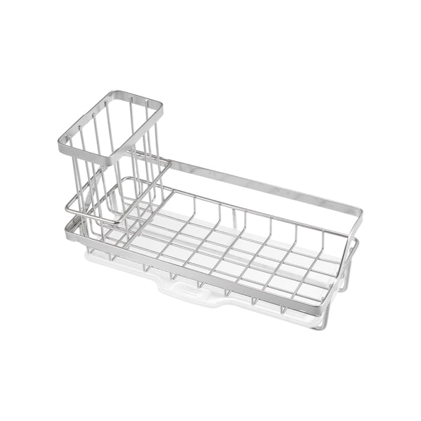 Organizador de fregadero Unique Bargains de acero inoxidable soporte de esponja Tono plateado 8,27 x 3,50 x 2,52