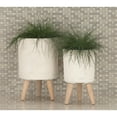 thumbnail image 3 of DecMode 12", 15", 17"H White Fiberclay Ceramic Planter with Wood Legs (3 Count), 3 of 14