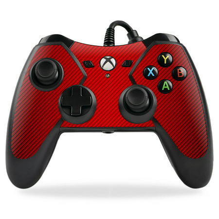 Skin Decal Wrap Compatible With PowerA Pro Ex Xbox One Controller Red Carbon Fiber