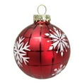 thumbnail image 5 of Kurt Adler 80MM Red Plaid with Snowflakes Glass Ball Ornaments, 6 Piece Box, 5 of 6