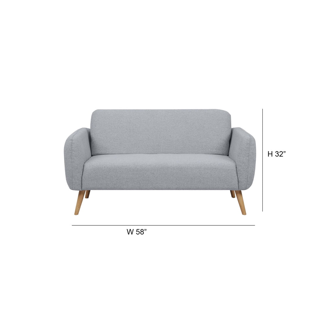A&D Home Linda Polyester Round Arm Loveseat Sofa, Light Gray