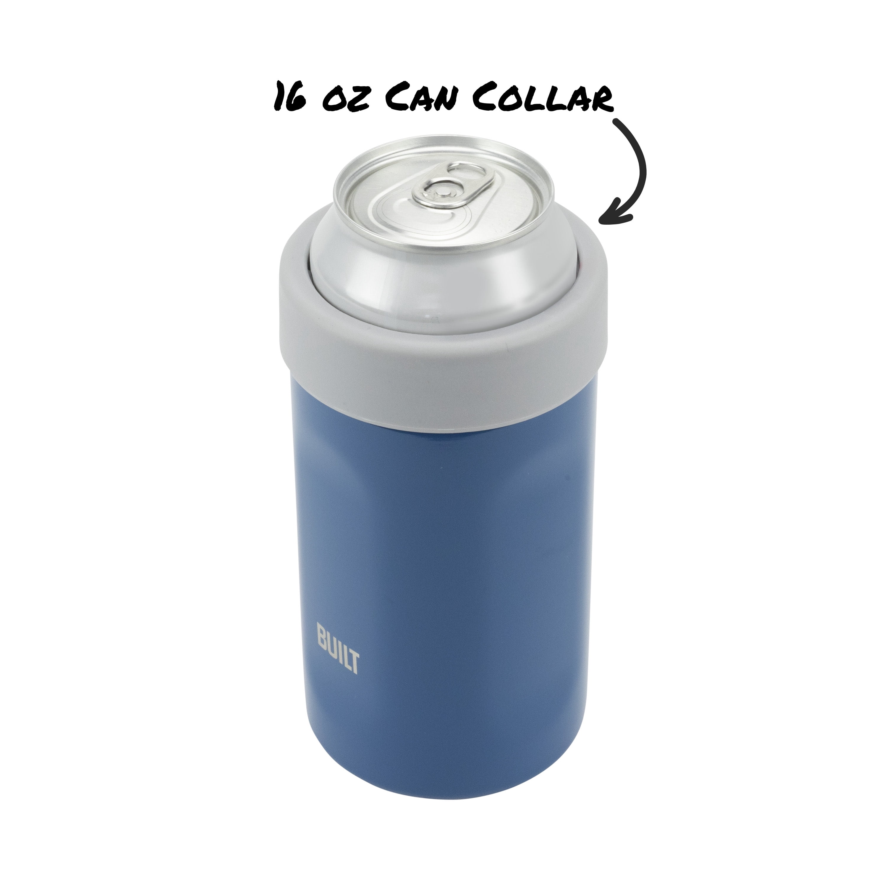 BUILT 5-in-1 14 oz Insulated Stainless Steel Can Cooler and Drink Sleeve Set, Poseidon