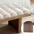 thumbnail image 4 of 47" Modern Bed Bench, Dining Bench with Natural Legs, Upholstered Linen Bench End of Bed Stool for Bedroom, Living Room, Entryway, Beige, 4 of 6