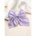 thumbnail image 3 of 1pc Women's Elegant Purple Silk Satin Bow Hair Clip, Solid Color Bow Hair Accessory Suitable For Daily Wear, 3 of 5