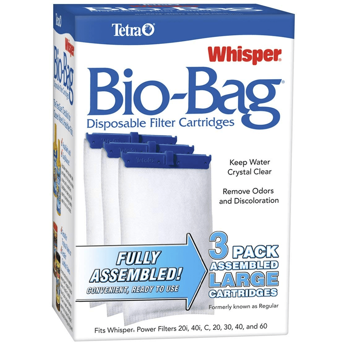 Bio Bag Filter Cartridges Tetra Whisper Assembled Aquarium Tank Large 3 Pack 