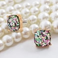 thumbnail image 3 of Humble Chic Large Stud Earrings for Women - Confetti Glitter Statement Square Studs, 3 of 10