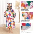 thumbnail image 3 of FORMRS Wearable Blanket Hoodie with Sleeves for Kids Cozy Flannel Sweatshirt, White Colorful Circles, 3 of 7